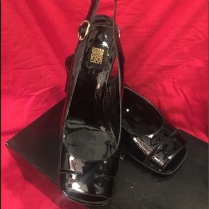 BIBA patent leather  block  heel sling backs